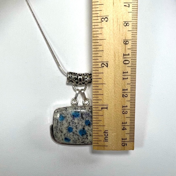 K2 Azurite 925 Square Gemstone Pendant - Picture 4 of 5